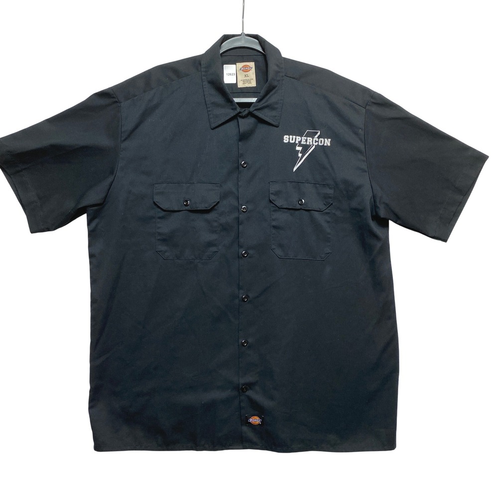 Dickies Work Shirt Mens XL Black Supercon 1574BK Short Sleeve Button Down